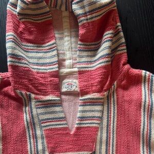 Faherty Red and Cream Striped Hoodie